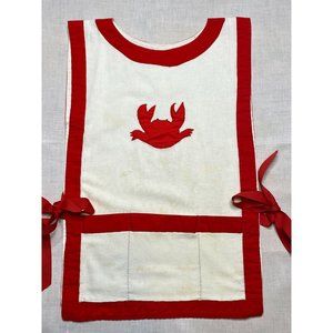 Vintage Lobster Apron Smock Red & White Applique Craft Apron  *READ* Side Ties